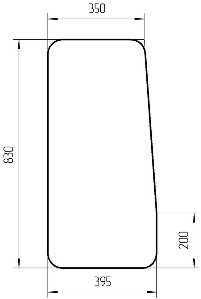 Стекло боковое малое У7810.5.046 (830х395)